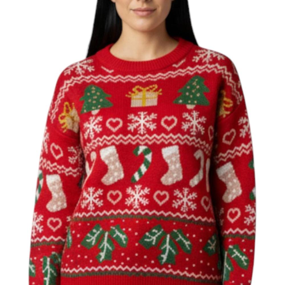 Suéter Navideño Mxstaza Mujer Cerrado Cuello Redondo | DelSol