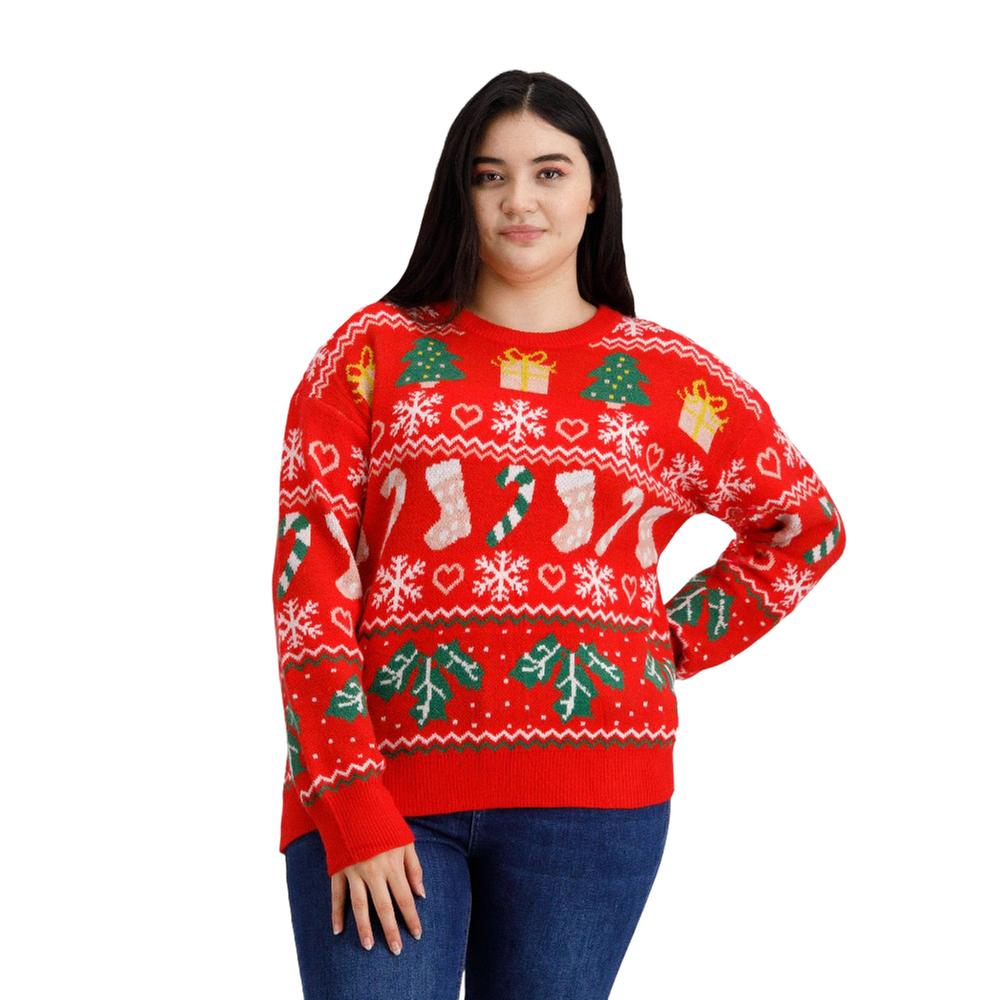 Suéter Navideño Mxstaza Mujer Cerrado Cuello Redondo | DelSol
