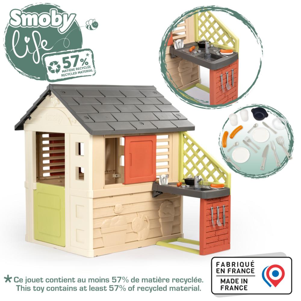 Smoby Casita Infantil Pretty Con Cocina Exterior – Casa De Jardín De Plástico Con Ventanas Y Persianas – A Partir De 24 Meses – Medidas 110x145x127 Cm